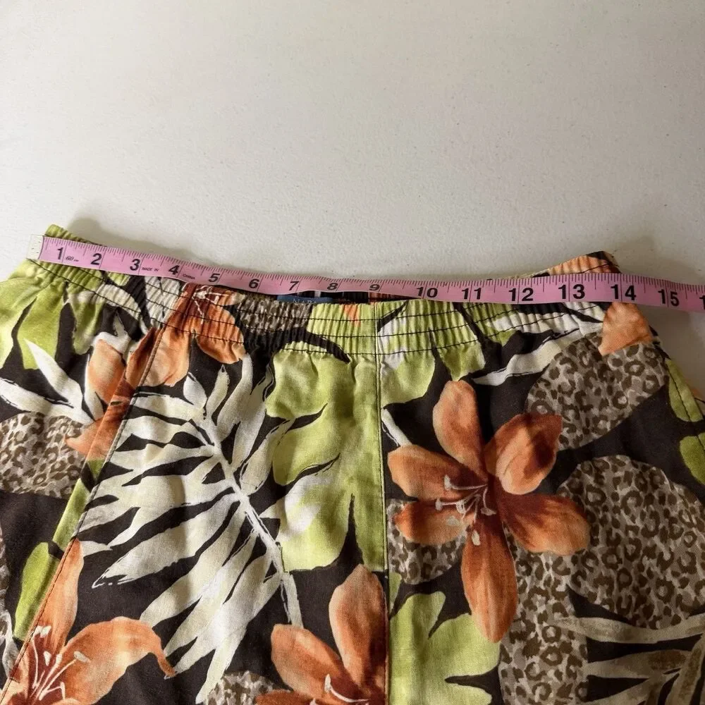 Napa Valley Midi Skirt Womens 12 Petite Floral Linen Blend Flowy Coconut Girl